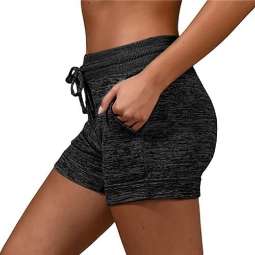 New Womens Yoga Shorts Sexy Ladies Summer Sports Pant Lace-up High Waist Run Bike Casual Loose Pockets Solid Elastic Waist 2020