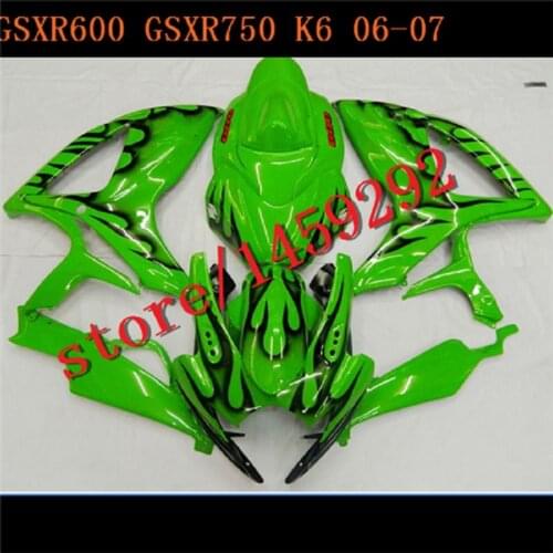 Fairing for SUZUK GSXR 600 750 06-07 GSX R600 R750 GSXR600 GSXR750 R 600 K6 06 07 2006 2007green black flames