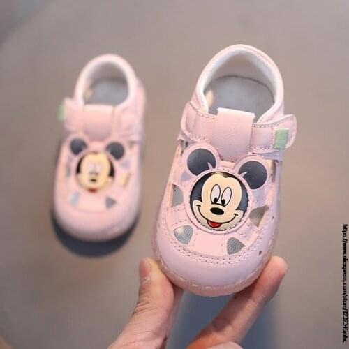 Original Disney Baby Sandals Girls Sandals New Summer Children Soft Sole Shoes Baby Toddler Mickey Mouse Sweet Sandals