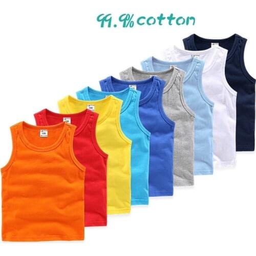 2-11Y Kids Baby Boys Vests T-shirts Children Summer Vest Top Outfit Kid Boy Girl Solid Tops Clothes Cotton Tees Black Playsuits