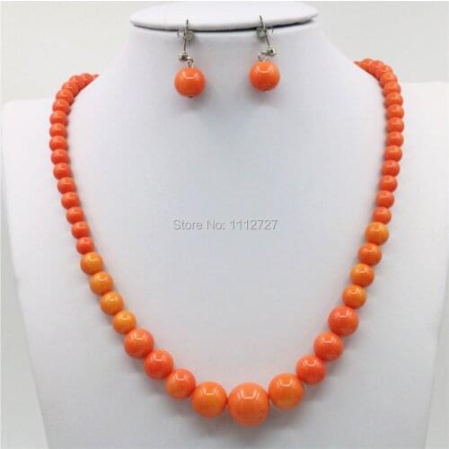 6-14mm Natural Accessories Orange Seashell Beads Tower Necklace Chain Earbob Earrings Sets Jewelry Making Christmas Girls Gifts