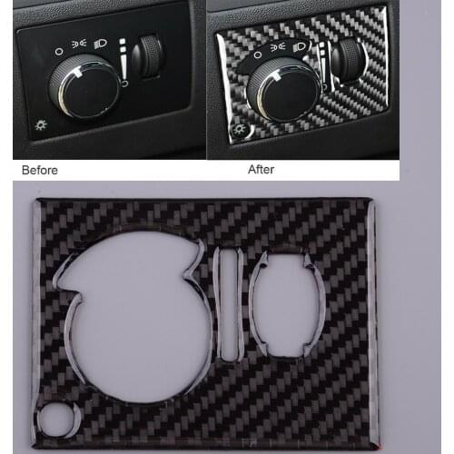 Car Front Headlight Switch Panel Cover Trim Frame Carbon Fiber Fit for Dodge Challenger 2008 2009 2010 2011 2012 2013 2014