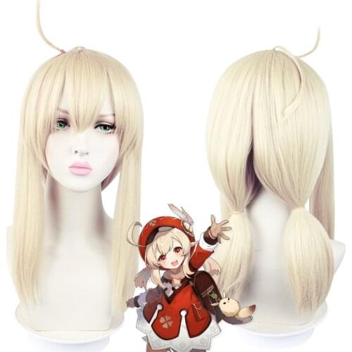 Klee Ponytails Wig Cosplay Costume Game Genshin Impact Heat Resistant Synthetic Hair Women Carnival Party Role Play Wigs