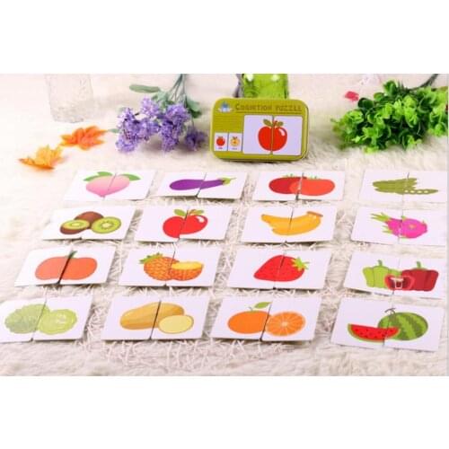 50set Puzzle Jigsaw Baby Learning Cards Matching Game Toys Iron Box Preschool Puzzles Intelligence Children Educational Toy