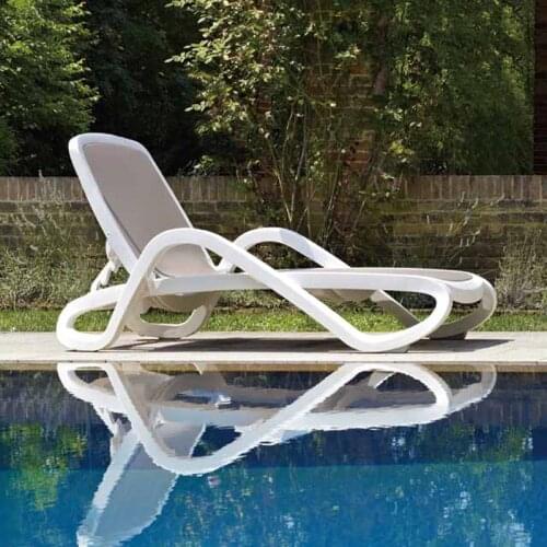 Plastic White color Outdoor furniture beach chair lounger for swimming pool Patio furniture to sea port by sea
