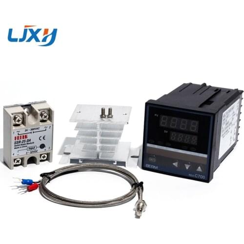 LJXH Temperature Controller REX-C700 Thermocouple Universal Input SSR Output/K Type Thermocouple/Solid State RELAY/Heat Sink