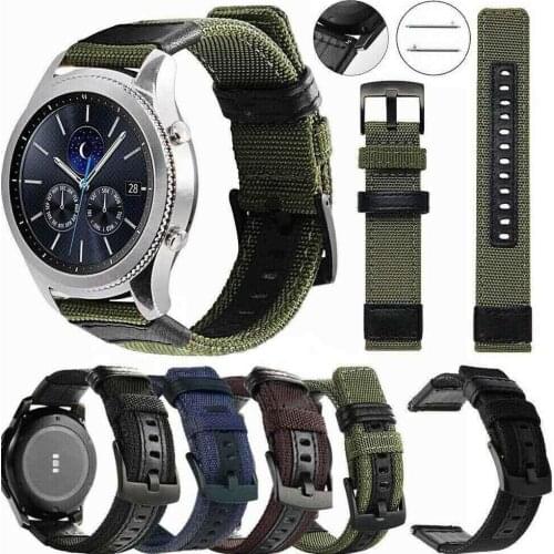 Genuine Nylon Leather Watchband 20mm 22mm for Samsung Galaxy Watch 42mm 46mm strap gear S3 SM-R810/R800 Quick Release Band