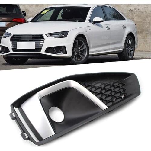Car Front Bumper Grille Left Fog Light Lamp Cover Grilles Black ABS For Audi A4 B9 S-LINE S4 2018 2019 2020 8WD807681J
