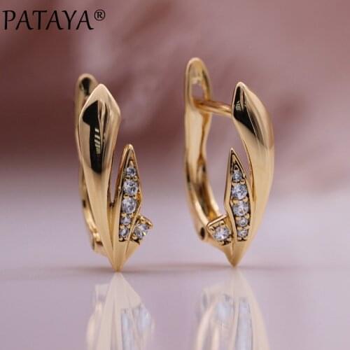 PATAYA New Trend Natural Zircon Cute Drop Earrings Unique Glossy Earrings 585 Rose Gold Metal Creative Lovely Fashion Jewelry