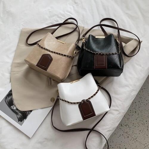 PU Leather Crossbody Bags Bucket Female Simple Totes Solid Color Summer Lady Shoulder Handbags for Women 2020 Trend