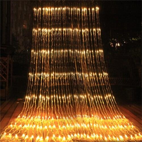 Thrisdar 3x2M 3x3M 3x6M Waterfall Effect Curtain String Light Garland Holiday Christmas Wedding Party Background Icicle Light
