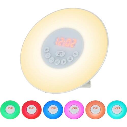 Touch Sensing Digital Alarm Clock Sunrise/sunset Simulation Wake Up Light Led Alarm Clock Fm Radio With Snooze Mode Table Clock