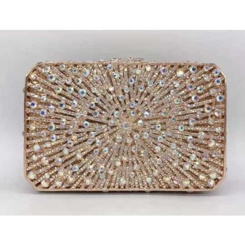 XIYUAN Lady Crystal handbag luxury designer Rhinestone Dinner Clutch Bag Metal Minaudiere Rhinestone Handbags Wedding Party Bags