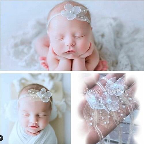 Pearl Baby Flower Headbands Newborn Photography Prop Studio Photo Infant Headwear Headress Baby Hair Accessories