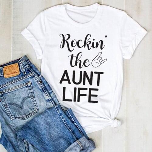 Women Lady Letter Printed Aunt Life Letter Ladies Fashion Summer T Tee Tshirt Womens Female Top Shirt Clothes Graphic T-shirt
