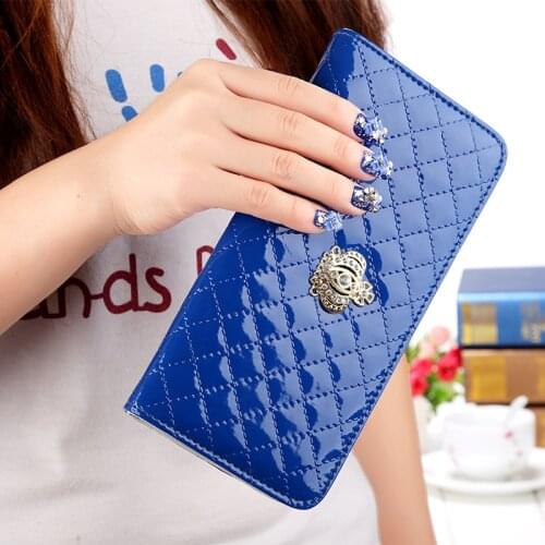 Womens wallet long Crown fashion ladies mobile phone bag ladies pu clutch bag star with the hand strap bag Multiple color 578