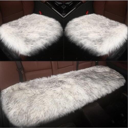 Winter Washable Thick Car Seat Winter Plush Cushion Winter Wool Car Mat Three-piece