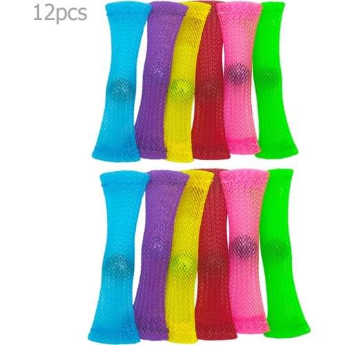 12pcs Braid Network Marble Sensory Fidget with Autism Decompression Relieve Stress Toy Yellow Blue Red Pink Purple and Green