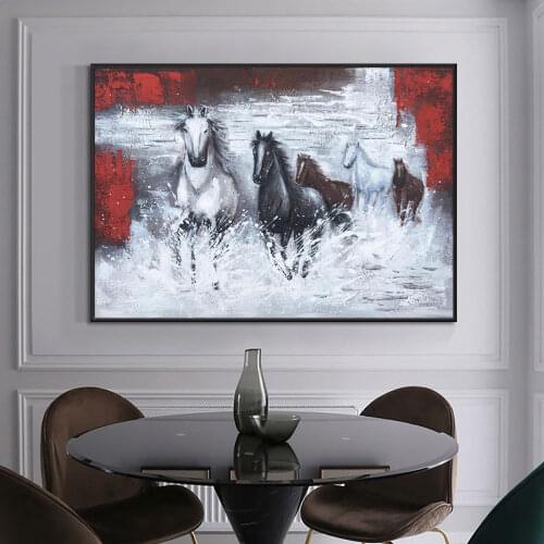 Abstract Acrylic Horse Painting 100% Hand Painted Oil Painting On Canvas Large Size Animal Painting Wall Art For Home Decoration