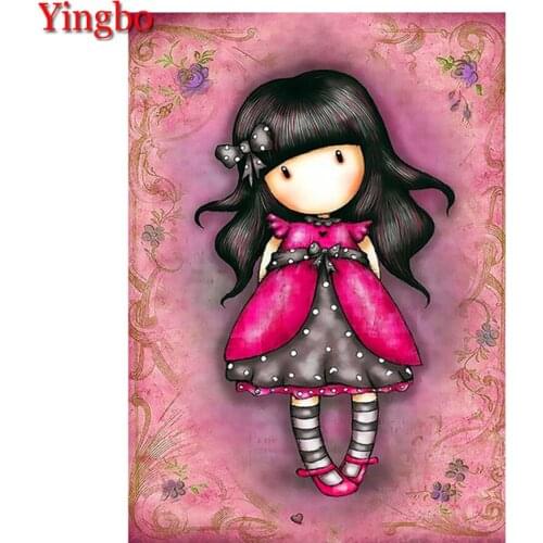 Yingbo Diamond Painting 5d Diamond Embroidery Cartoon girl Picture Of Rhinestones Home Decor Cross Stitch Needlework Kids Gift