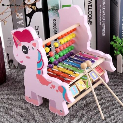 Wooden Toy Multi-function Octave Knocking Piano Calculation Frame Children Beaded Early Education Educational Toys