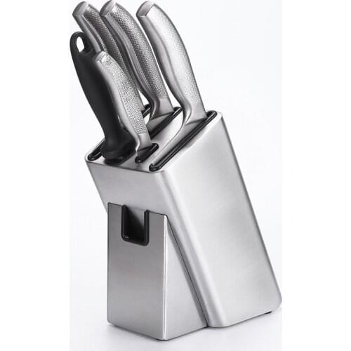 Stainless Steel Knife Holder Block Multifunction Scissors Sharpener Storage Organizer Kitchen Knife Stand Kitchenware Tools