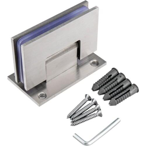 Type 90 Degree Shower Door Brushed Stainless Steel Hinge Clamp Wall Bracket, Used For Bathroom 8-12mm Glass Door Replacement