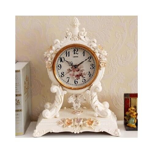 European Vintage Table Clock Creative Resin Luxury Digital Desktop Clock Reloj Digital De Mesa Home Decor Table Clock DA60ZZ