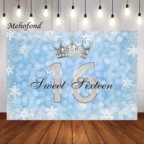 Mehofond Photography Background Winter Sweet 16 Snowflake Silver Crown 16th Girls Birthday Party Portrait Backdrop Photo Studio
