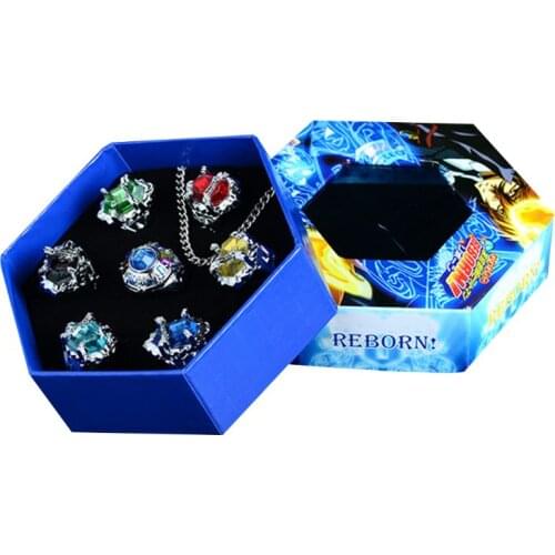 7Pcs/Set Katekyo Hitman Reborn Vongola Alloy Rings Anime Cosplay Fashion Jewelry