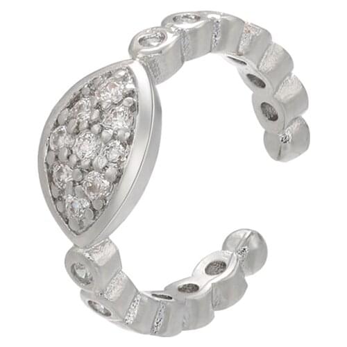 ZHUKOU NEW silver color leaf ring for women cubic zirconia open ring Bohemia handmade Creative DIY jewelry wholesale VE444