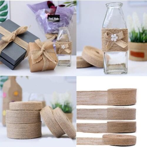 10m/roll Vintage Wedding Natural Jute Hemp Burlap Roll Ribbon Birthday Decoration Tapes Christmas Gifts DIY Home Wrap Supplies