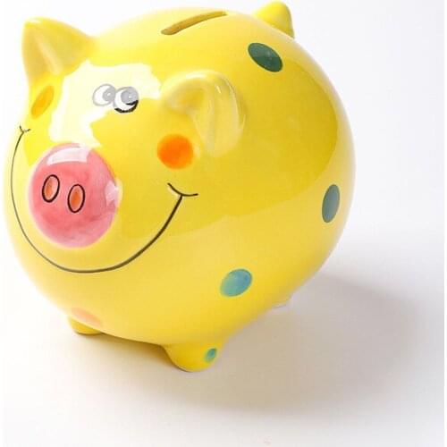 Cute Pig Piggy Bank Money Box for Kids Ceramic Saving Cash Coin Storage Saving Pot Adorable Gift Home Decore