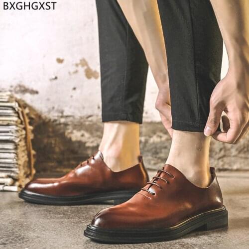 Italian Leather Pointed Shoes Men New 2021 Brown Business Shoes Men Designer Elegant Shoes for Men Chaussure Zapatos De Hombre