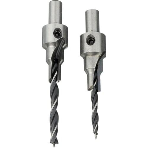 2pcs HSS 5 Flute Countersink Drill Bit Set Reamer Woodworking Chamfer 3mm-10mm Kits Tools