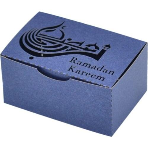 Navy laser cut ramadan Kareem small treats box