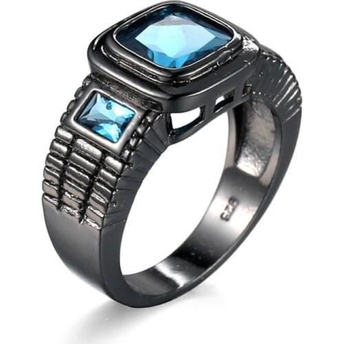 CHUANGDUO New Arrivals Hip Hop Full CZ Square black Rings Out Bling Popular Copper Zircon Ring For Men Jewelry