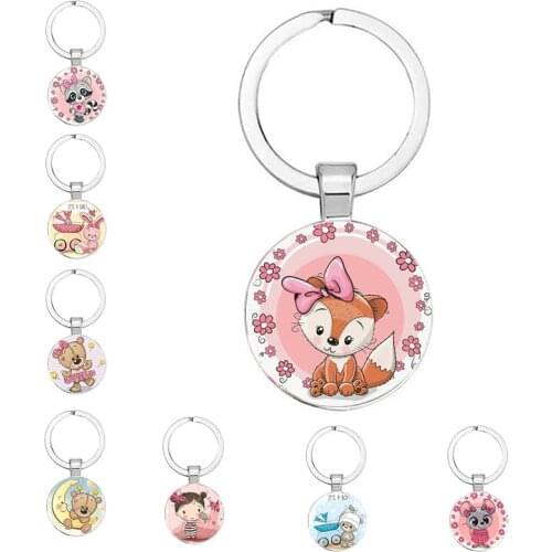 New Product DIY Key Animal Cartoon Keychain Fashion Keychain, Car Hand Bag Jewelry 25mm Handmade Jewelry Keychain Gift