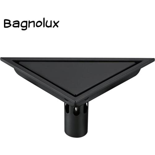 Modern Stainless steel Bathroom Tile Invisible Shower Triangle Floor Drain Cover Hair Shower Catcher Clean Strainer Matte Black