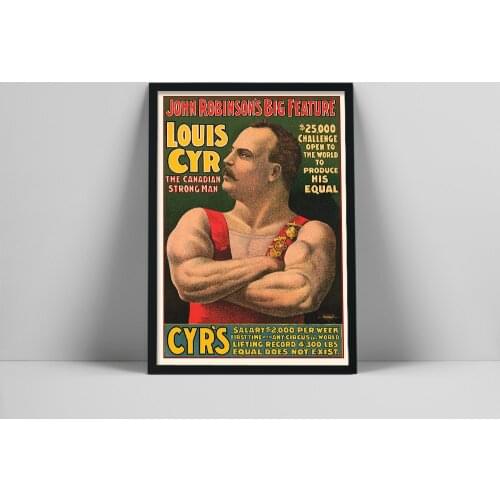 Vintage Bodybuilding Poster Louis Cyr strongest man on earth Classic Inspirational Canvas Paintings Wall Art Pictures Home Decor