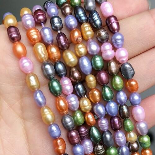 Natural Rice Shape Freshwater Cultured Pearls Beads 5-6mm Multicolor Loose Pearl For DIY Bracelet Charms Accessories 15