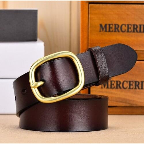New Womens Belt Genuine Leather Belts For Women Female Gold Pin Buckle Strap Fancy Vintage for Jeans