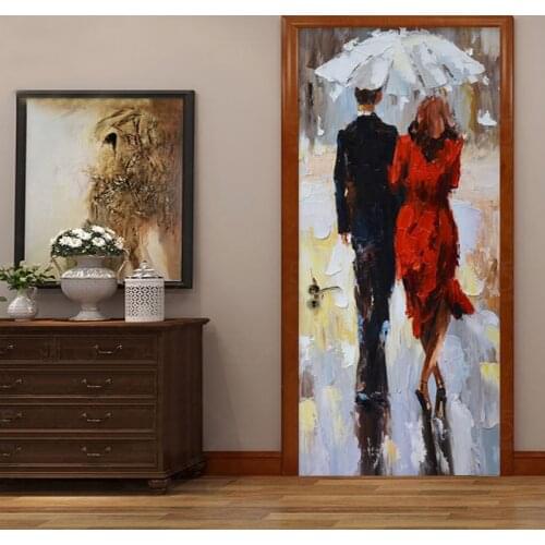 Hand Painted Character Oil Painting Art Wall Mural Retro Living Room Bedroom Study Door Sticker Self Adhesive Vinyl Wallpaper 3D