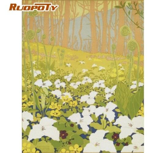 RUOPOTY 60x75cm Frame Painting By Numbers Kits Flowers Forest Paint On Canvas For Home Decors Artcraft Wall Art Picture
