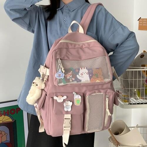 Multi-Pocket Backpack Women Kawaii Backpack for School Bookbag Girls Backpack Waterproof High Capacity Travel Bag Female