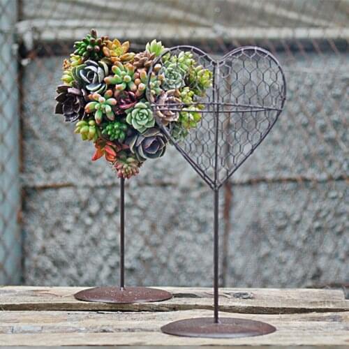 Heart Shape Iron Wire Frame Succulent Pot Rack with Stand Wedding Yard Decor for Home Garden Room Party Favor