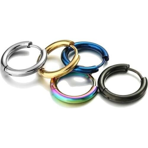 Hoop Earrings Women Gold/Rose Gold/Black Round Circle Earring Blue/Colorful Ear Ring Stainless Steel Earrings aretes Mujer aros