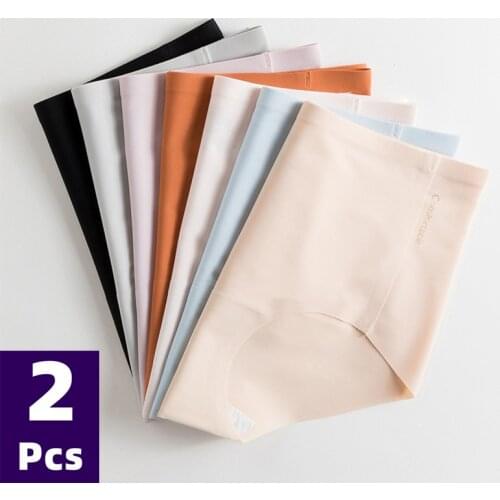 2 Pcs Sexy Panties for Women Seamless Panty Set Solid Invisible Underwear Middle-waisted Briefs Womens Underpants Lingerie