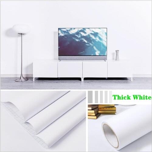 Thickened Matte White Self-Adhesive Wallpaper Decorative PVC Waterproof Oil-Proof For Walls Kitchen Countertop Cabinet Furniture