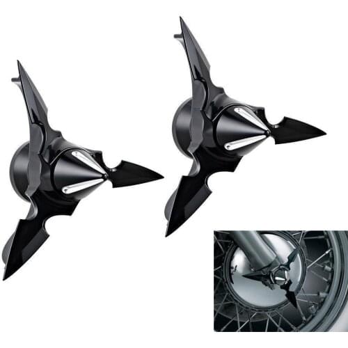 Spun Blade Spinning Axle Caps For Harley 29.5MM Street Glide Dyna Softail Touring Bright Black Parts